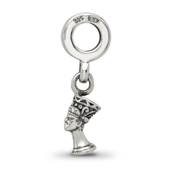 Sterling Silver 925 Nefertiti Dangle Bead with Antiqued Finish Elegant Charm