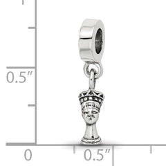Sterling Silver 925 Nefertiti Dangle Bead with Antiqued Finish Elegant Charm