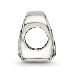 **Sterling Silver 925 Awareness Ribbon Bead with Antiqued Finish and Solid Design**