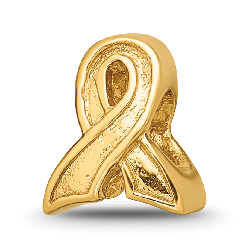 Sterling Silver Gold-plated Reflections Awareness Ribbon Bead