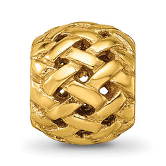 Sterling Silver 925 Gold-Plated Basketweave Bali Bead Polished, Handcrafted Elegance