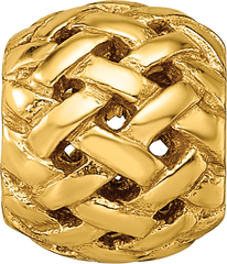 Sterling Silver 925 Gold-Plated Basketweave Bali Bead Polished, Handcrafted Elegance