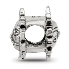 Sterling Silver 925 Sun Bead with Antiqued Design and Solid Cast Construction