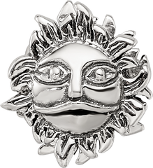 Sterling Silver 925 Sun Bead with Antiqued Design and Solid Cast Construction