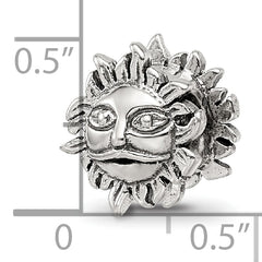 Sterling Silver 925 Sun Bead with Antiqued Design and Solid Cast Construction