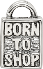 Sterling Silver 925 Antiqued Born to Shop Bead for Charm Bracelets