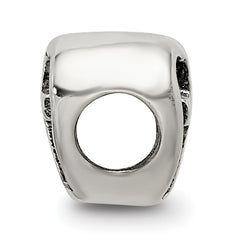 Sterling Silver 925 Kids Heart Bead with Cross Antiqued Finish Solid Design