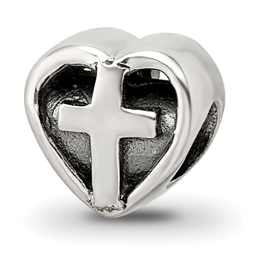 Sterling Silver Reflections Kids Heart w/Cross Bead