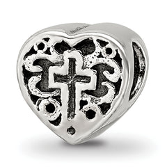 Sterling Silver Reflections Kids Heart w/Cross and Scroll Bead