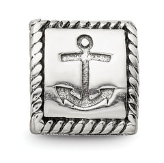 Sterling Silver 925 Trilogy Bead with Anchor Cross Heart Antiqued Finish