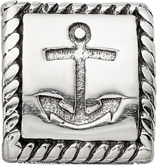 Sterling Silver 925 Trilogy Bead with Anchor Cross Heart Antiqued Finish