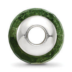 Sterling Silver 925 Dark Green Quartz Bead with Polished Finish