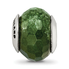 Sterling Silver 925 Dark Green Quartz Bead with Polished Finish