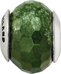 Sterling Silver 925 Dark Green Quartz Bead with Polished Finish