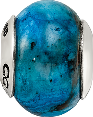 Sterling Silver 925 Blue Agate Bead with Polished Finish