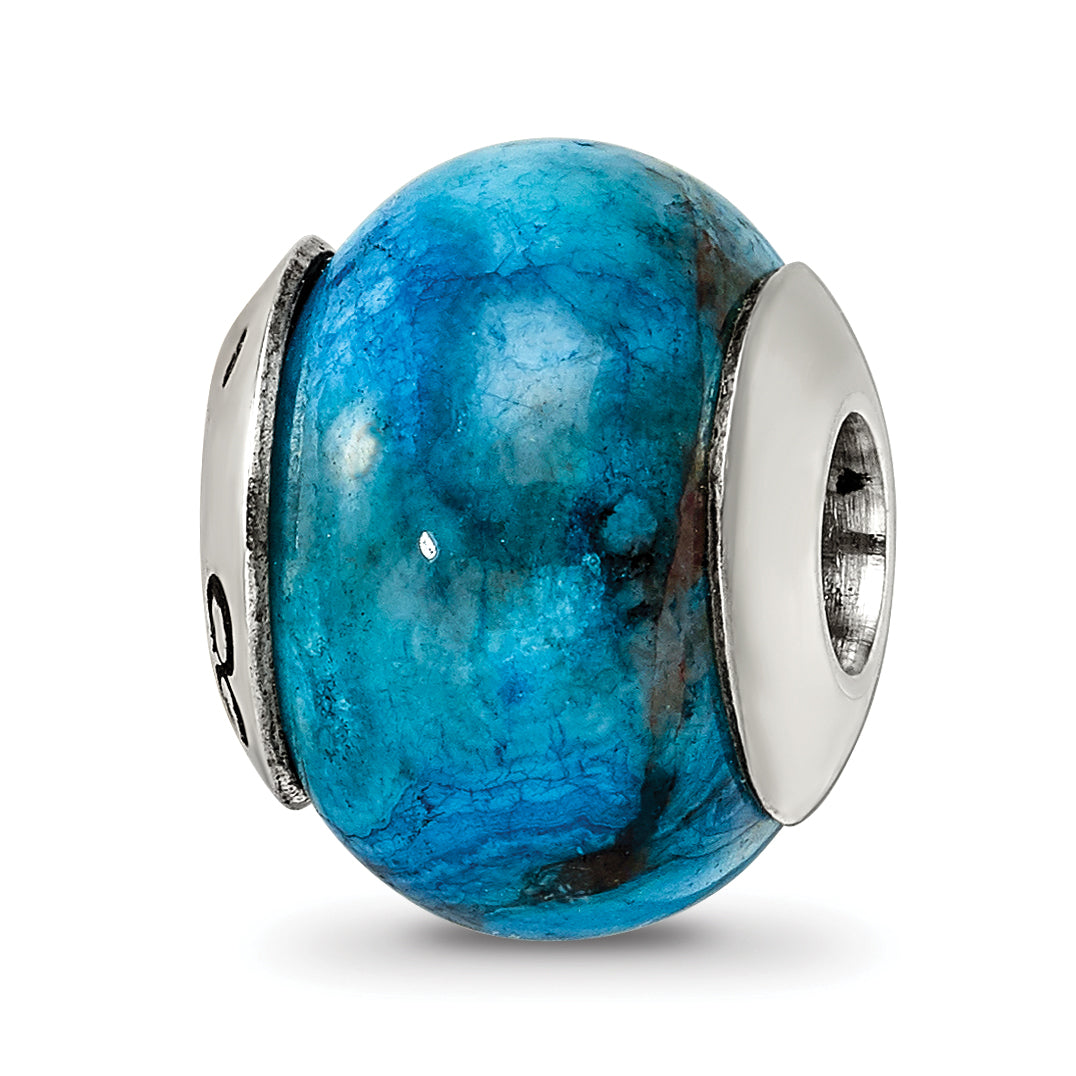 Sterling Silver Reflections Blue Crazy Lace Agate Stone Bead