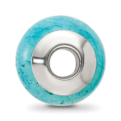 Sterling Silver Aventurine Stone Bead with Cracked Blue Finish Polished Elegant Craftsmanship