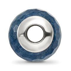 Sterling Silver 925 Dark Blue Quartz Bead with Polished Finish