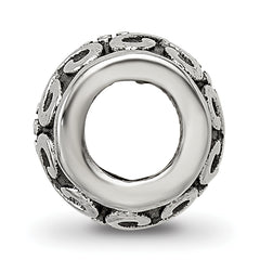 Sterling Silver 925 Antiqued Bali Bead with Scroll and Dots Design