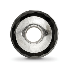 Sterling Silver 925 Polished Black Agate Bead Elegant Earth-Inspired Design