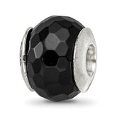 Sterling Silver Reflections Black Agate Stone Bead