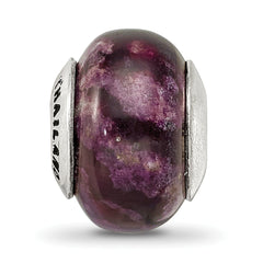 Sterling Silver 925 Purple Magnesite Stone Bead with Polished Finish