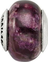 Sterling Silver 925 Purple Magnesite Stone Bead with Polished Finish