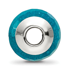 Sterling Silver 925 Polished Bead with Faceted Blue Quartz Stone