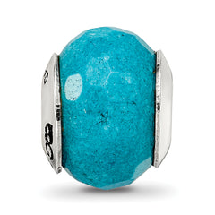 Sterling Silver 925 Polished Bead with Faceted Blue Quartz Stone