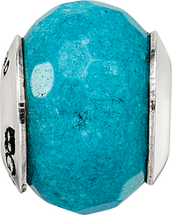 Sterling Silver 925 Polished Bead with Faceted Blue Quartz Stone