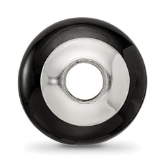 Sterling Silver 925 Black Agate Bead with Polished Finish Elegant