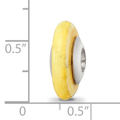 Sterling Silver 925 Polished Bead with Yellow Magnesite Stone Elegant Earth-Inspired Design