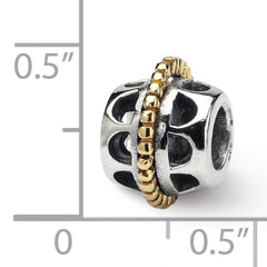 Sterling Silver & 14K Gold Bali Bead with Antiqued Finish