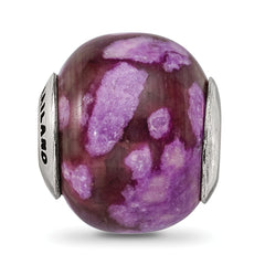 Sterling Silver 925 Bead with Purple Magnesite Stone Polished Finish