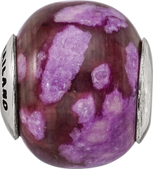 Sterling Silver 925 Bead with Purple Magnesite Stone Polished Finish