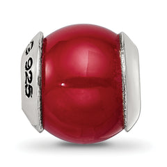 Sterling Silver 925 Red Quartz Bead with Polished Finish