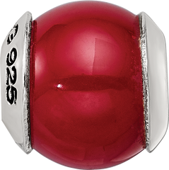 Sterling Silver 925 Red Quartz Bead with Polished Finish