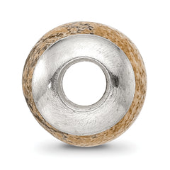 Sterling Silver 925 Polished Picture Jasper Bead with Earthy Elegance
