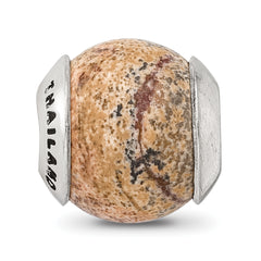 Sterling Silver 925 Polished Picture Jasper Bead with Earthy Elegance