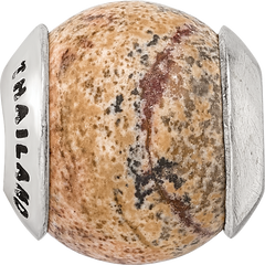 Sterling Silver 925 Polished Picture Jasper Bead with Earthy Elegance
