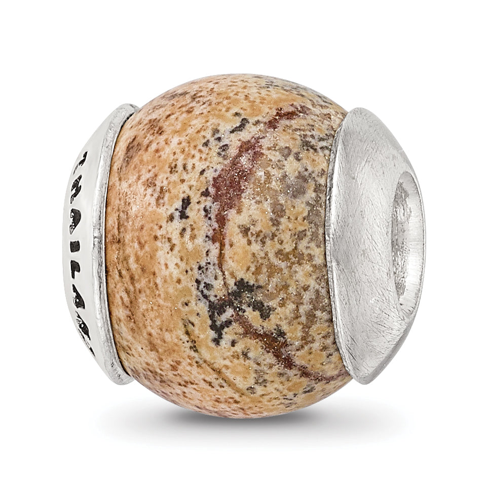 Sterling Silver Reflections Picture Jasper Stone Bead