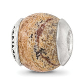 Sterling Silver Reflections Picture Jasper Stone Bead