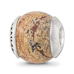 Sterling Silver Reflections Picture Jasper Stone Bead