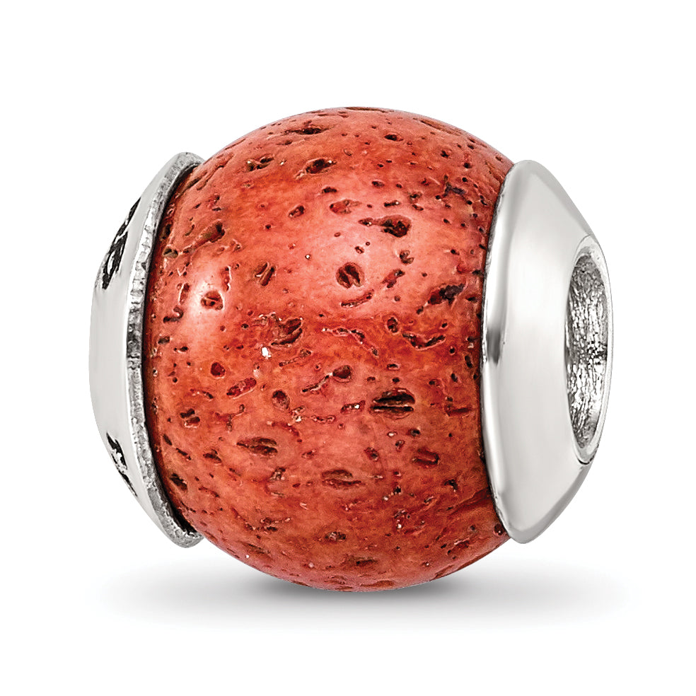 Sterling Silver Reflections Coral Stone Bead