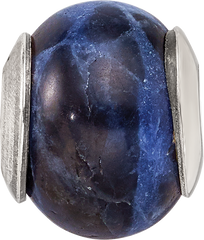 Sterling Silver 925 Sodalite Stone Bead with Polished Finish