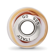 Sterling Silver Murano Glass Bead with Polished Finish Elegant White Carmel Design