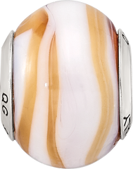 Sterling Silver Murano Glass Bead with Polished Finish Elegant White Carmel Design
