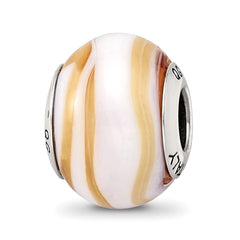Sterling Silver Reflections Carmel/White Italian Murano Bead