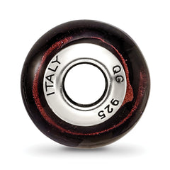 Sterling Silver Murano Glass Bead with Copper and Black Finish