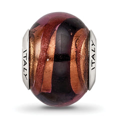 Sterling Silver Murano Glass Bead with Copper and Black Finish